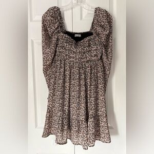 Abercrombie & Fitch Floral Puff Sleeve Babydoll Mini Dress